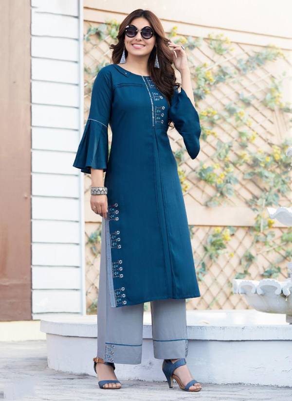 Ginni New Designer Rayon With Embriodery Work Kurti With Bottom Collection 1001-1007